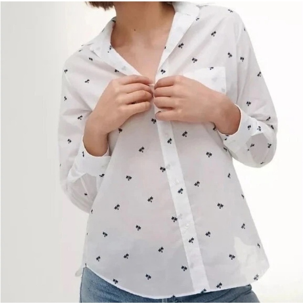Grayson The Hero Button‎ Down Shirt Palm Tree Print White Navy Size 5 XL